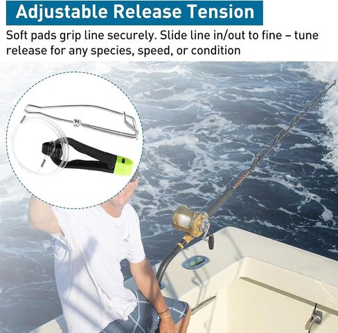QQZ Downrigger Release Clip, 1173 Power Grip Plus with 48" Leader & Cable Snap, Stacking Self-Locating Snap, Adjustable Tension, No Line Damage, Easy Retrieve for Trolling in Kuwait