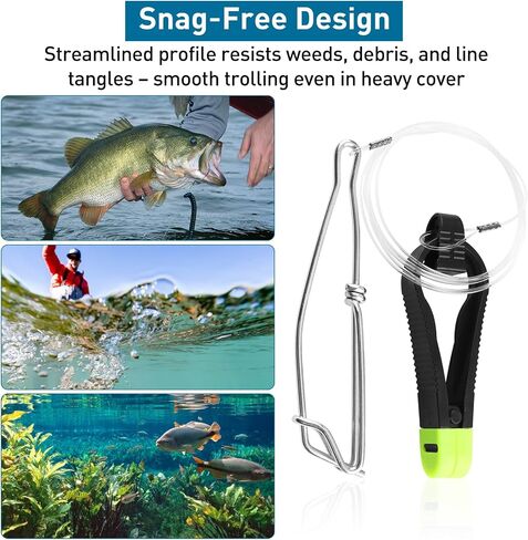 QQZ Downrigger Release Clip, 1173 Power Grip Plus with 48" Leader & Cable Snap, Stacking Self-Locating Snap, Adjustable Tension, No Line Damage, Easy Retrieve for Trolling in Kuwait