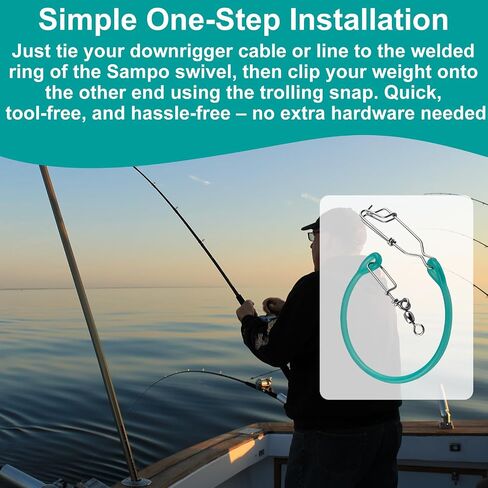 QQZ #370 Downrigger Weight Snubber with Swivel & Snap, Green Small | Ball bearing swivel with snap. Absorbs shock, provides insulation, prevents snags. Wet-hand grip. Fits downrigger terminal. in Saudi Arabia