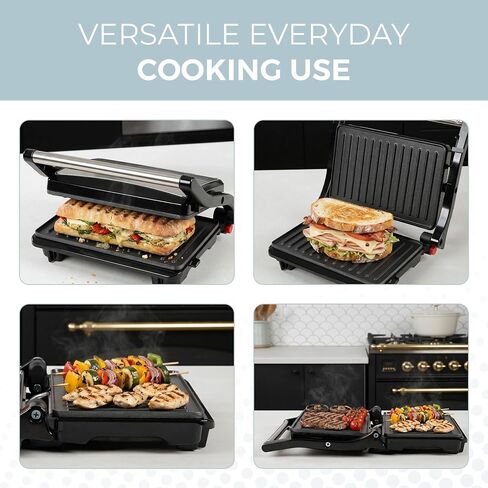Alpha Living Electric Griddle Panini Press Sandwich Maker – Stainless Steel Panini Grill Press Sandwich Maker with Aluminum Griddle – Non-Stick Coating – 180-Degree Hinge for Thick and Thin Foods in Saudi Arabia