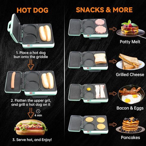 Baker's Friend Breakfast Sandwich Maker, Nonstick Electric Griddle & Grill Combo, 3 in 1 Breakfast Station, Make Egg Muffin Sandwiches Burgers Hot dogs & Pancakes, Includes Burger Press, Tong & Brush in Kuwait