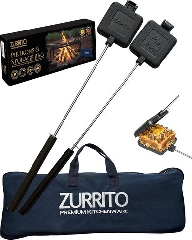 4x Campfire Pie Iron (28inches Long) Storage Bag Bundle Set, Cast Iron Pie Pan, Mountain Pie Maker, Cast Iron Sandwich Maker, Pie Iron for Camping, Campfire Sandwich Maker in Kuwait