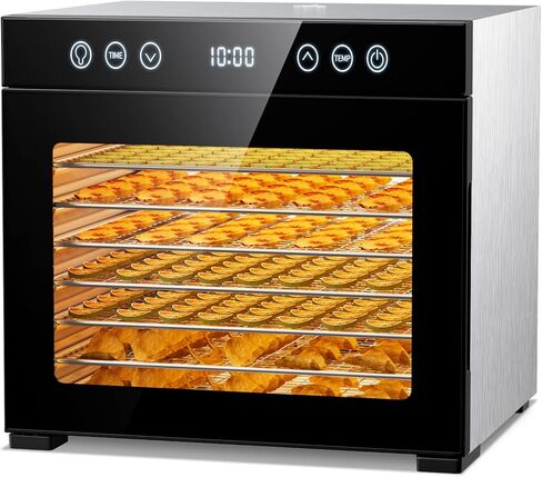 Food Dehydrator Machine with Interior Light Included, 8-Tray Stainless Steel Dehydrator with Adjustable Timer & Temperature, Quiet 650W Meat Dehydrator for Jerky, Fruit, Herbs, Dog Treats in Saudi Arabia