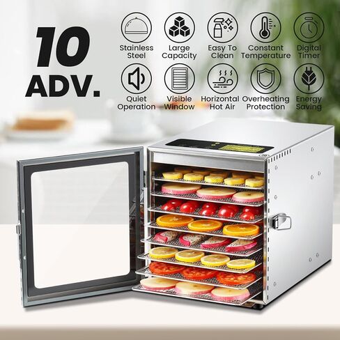 Food-Dehydrator Machine 8 Trays 500W Stainless Meat Dehydrator for Beef Jerky in Saudi Arabia