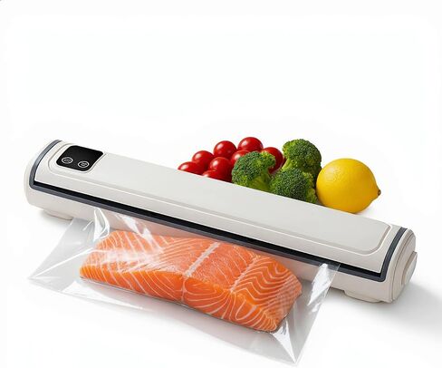 Vacuum Sealer with Compact Build, One-Touch Automatic Sealing Cycle (10-20 Seconds), Dry/Moist/Wet/Cold Food Modes, Includes 10 Vacuum Sealer Bags and Built-in Cutter for Easy Length Adjustment in Kuwait
