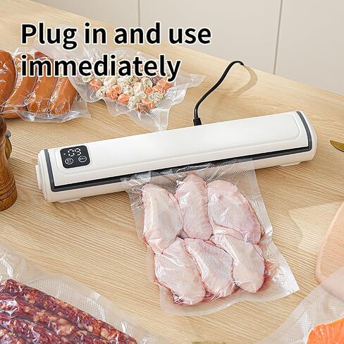 Vacuum Sealer with Compact Build, One-Touch Automatic Sealing Cycle (10-20 Seconds), Dry/Moist/Wet/Cold Food Modes, Includes 10 Vacuum Sealer Bags and Built-in Cutter for Easy Length Adjustment in Kuwait