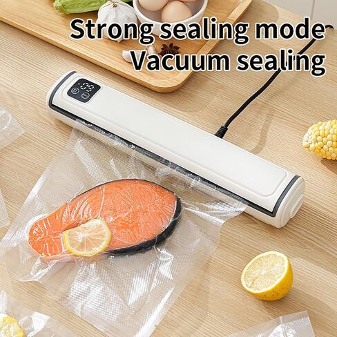 Vacuum Sealer with Compact Build, One-Touch Automatic Sealing Cycle (10-20 Seconds), Dry/Moist/Wet/Cold Food Modes, Includes 10 Vacuum Sealer Bags and Built-in Cutter for Easy Length Adjustment in Kuwait