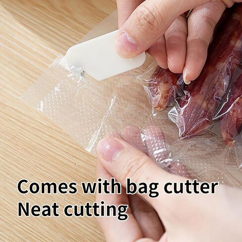 Vacuum Sealer with Compact Build, One-Touch Automatic Sealing Cycle (10-20 Seconds), Dry/Moist/Wet/Cold Food Modes, Includes 10 Vacuum Sealer Bags and Built-in Cutter for Easy Length Adjustment in Kuwait