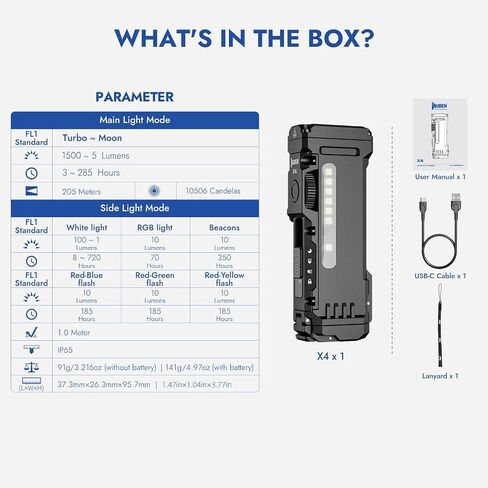 WUBEN X4 Flashlight Rechargeable,EDC Light with Multi-Mode RGB Light | 1500 Lumens Mini Tactical Flashlight with Clip & Tail switch,Small Handheld Flashlight for Camping,Emergency,Reading & Walks in Saudi Arabia