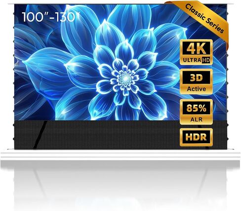 شاشة ALR بمحرك من NothingProjector، لجهاز العرض القياسي/UST، مقاس 120 بوصة | رفض الإضاءة المحيطة بنسبة 85%، ارتفاع الأرضية، 4K/8K UHD، ثلاثي الأبعاد نشط، مضاد لضوء النهار، قابل للسحب للرمي الطويل/القصير للغاية in Kuwait