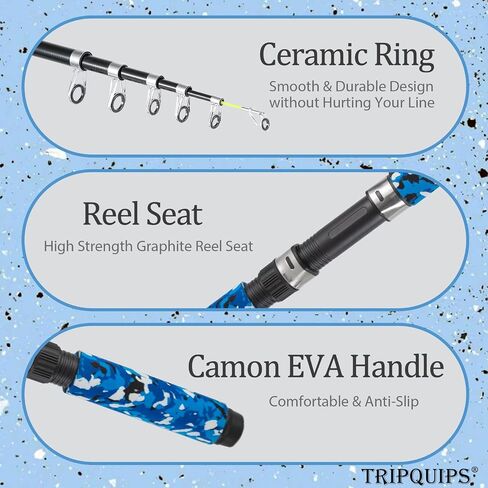Tripquips Fishing Rod, 6.9ft 2Pcs Telescopic Fishing Pole Set, Spinning Rod and Reel Combo with Carrier Bag Freshwater Fishing Rod and Reel Combos Kits Fishing Gear (Type B: 2PCS Fishing Combo) in Saudi Arabia