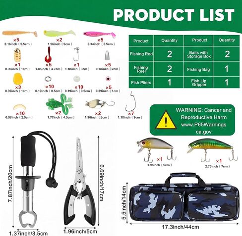 Family Fishing Pole Combo 2PCS Parent-Child Portable Travel Fishing Kit | 6.89FT+4.92FT Telescopic Fishing Rod Spinning Reel Spincast Reel Baits Pliers Fish Lip Gripper Gift for Adults Kids Youth in Saudi Arabia