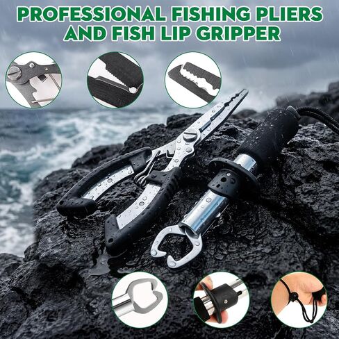 Family Fishing Pole Combo 2PCS Parent-Child Portable Travel Fishing Kit | 6.89FT+4.92FT Telescopic Fishing Rod Spinning Reel Spincast Reel Baits Pliers Fish Lip Gripper Gift for Adults Kids Youth in Saudi Arabia