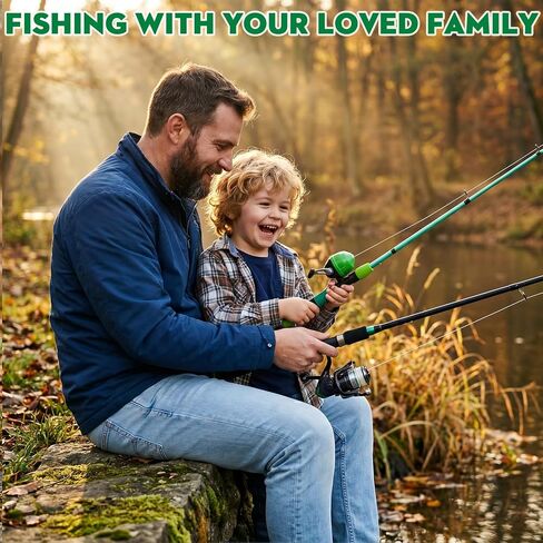 Family Fishing Pole Combo 2PCS Parent-Child Portable Travel Fishing Kit | 6.89FT+4.92FT Telescopic Fishing Rod Spinning Reel Spincast Reel Baits Pliers Fish Lip Gripper Gift for Adults Kids Youth in Saudi Arabia