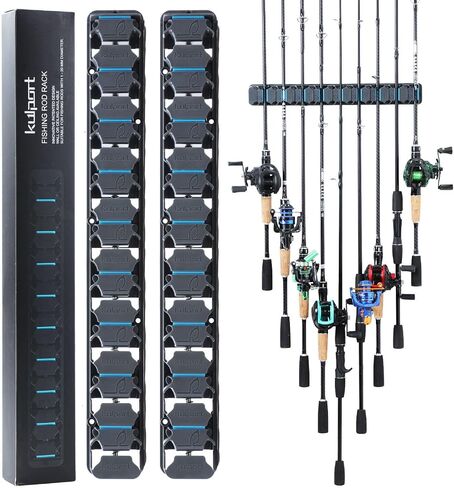 Fishing Rod Holder, Wall-Mounted Fishing Rod Rack, Vertical Fishing Pole Holder Holds Up to 9 Rods or Combos, Fishing Rod Rack for Garage Organization System & Fits Most Rods in Saudi Arabia