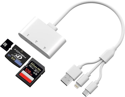 i-Phone SD Card Reader, Camera Adapter to iPhone with L- ightning/USB-C/USB-A, 3-in-1 SD/TF/XD Card Adapter for Phone 16/15/14/13, iPad, PC, Photo Transfer from iPhone Support Plug and Play in Saudi Arabia