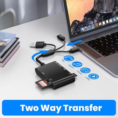 7 in 3 SIM Card Reader, Smart Card Reader with USB C/USB A/Lightning, Military CAC & PIV Card Reader, SD/TF/M2/IC/MMC/Memory Stick Pro Duo Adapter for iPhone/Windows/Mac/Linux/Computer in Saudi Arabia