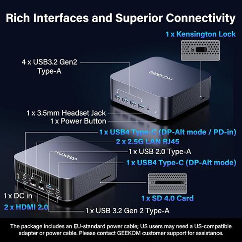 GEEKOM GT15 Max Business&Professional Mini PC,Intel Core Ultra9 285H|DDR5 | 32GB RAM＆1TB SSD|Arc 140T GPU (99 Tops)|WiFi 7|Dual 2.5GbE|USB4|8K Video＆Graphics Editing|Mini Computer for Office&3A Gaming in Saudi Arabia