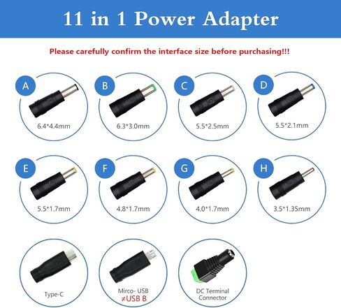 6V 2A Power Adapter Supply,6V 2A 12W AC110V to DC6V Power Supply Adapter with 5.5mm x 2.1mm Tip and 11 Interchangeable Jacks Plug for 2000mA 1500mA 1000mA 800mA 500mA 400mA Equipment(1 Pack) in Saudi Arabia