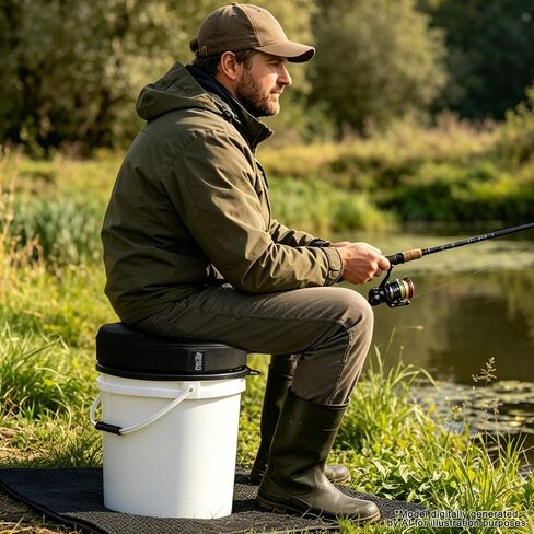 MDSTOP 5 Gallon Bucket Seat with 3" Thick Seat Foam Cushion, Waterproof 360°Swivel Bucket Lid Seat, Silent Bucket Seats for Duck Dove Hunting, Ice Fishing, Baseball, Camping, Gardening (Black) in Saudi Arabia