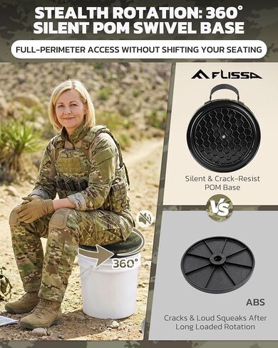FLISSA Bucket Seat For 3 & 5 Gal Buckets 360 Swivel Bucket Seat | Soft NBR Cushion, Washable Cover, Silent Design, Heavy-Duty Base, Perfect for Hunting, Fishing, Gardening, Camping in Saudi Arabia
