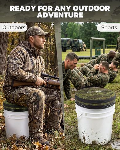 FLISSA Bucket Seat For 3 & 5 Gal Buckets 360 Swivel Bucket Seat | Soft NBR Cushion, Washable Cover, Silent Design, Heavy-Duty Base, Perfect for Hunting, Fishing, Gardening, Camping in Saudi Arabia