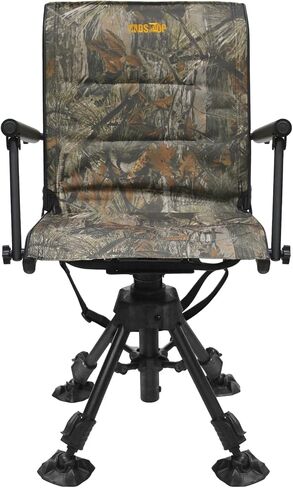 MDSTOP 360° Swivel Hunting Chair, Folding Silent Hunting Seat with Armrests, Ground Blind Chair, Adjustable All-Terrain Foot Pads, for Deer Turkey Camping Fishing (Pine Needle Camo) in Saudi Arabia