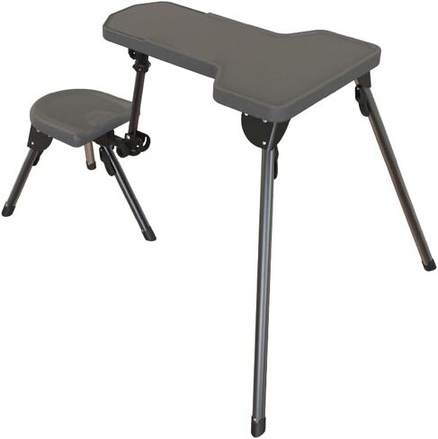 Caldwell Stable Table Shooting Bench, Tripod Frame | Adjustable Leg Angle & Seat Height, 360-Degree Rotating, All-Weather, Ambidextrous, Steel in Saudi Arabia