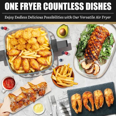 FineMade 12-in-1 Glass Air Fryer Non Toxic,4.5 Quart, Dishwasher-Safe Air fryer Glass Basket, Freidora De Aire De Vidrio, Temperature & Time Programable, PFOA & PFAS Free, Graphite in Saudi Arabia