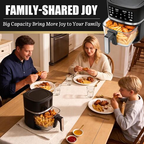 FineMade 12-in-1 Glass Air Fryer Non Toxic,4.5 Quart, Dishwasher-Safe Air fryer Glass Basket, Freidora De Aire De Vidrio, Temperature & Time Programable, PFOA & PFAS Free, Graphite in Saudi Arabia