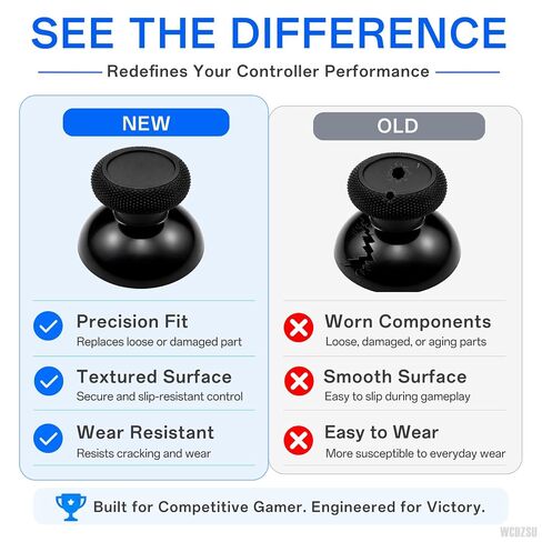 WCDZSU 8 Pcs Replacement Thumbstick for Xbox Series X/S Controller | Thumb Stick Grip Caps Repair Kit, Analog Stick Replacement Accessories, Fix Worn, Damaged or Broken Thumbsticks with Tool Kit in Saudi Arabia