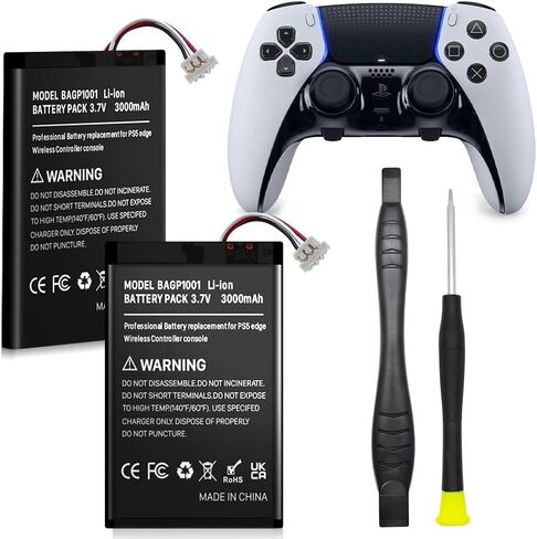 (عبوتان) بطارية 3000 مللي أمبير في الساعة لجهاز Sony PlayStation Dualsense Edge، ترقية بطارية بديلة عالية السعة لجهاز Sony PS5 Dualsense Edge مع مجموعة أدوات إصلاح in Kuwait