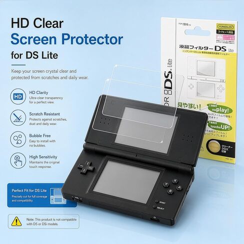 3-in-1 Accessories Kit for NDS Lite Case - Ultra Clear Crystal Transparent Hard Shell Case Cover with Power Charger and Screen Protector Compatible with Nintendo DS Lite NDSL in Saudi Arabia