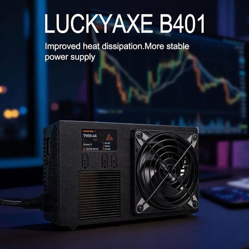 Luckyaxe B401 SHA‑256 Bitcoin ASIC Miner, 7.8‑8 TH/s 160W Low Noise Desktop Crypto Miner, Dual‑Band WiFi & RJ45 Ethernet, 250W Power Supply Included in Kuwait