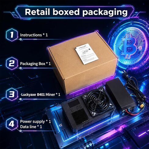 Luckyaxe B401 SHA‑256 Bitcoin ASIC Miner, 7.8‑8 TH/s 160W Low Noise Desktop Crypto Miner, Dual‑Band WiFi & RJ45 Ethernet, 250W Power Supply Included in Kuwait