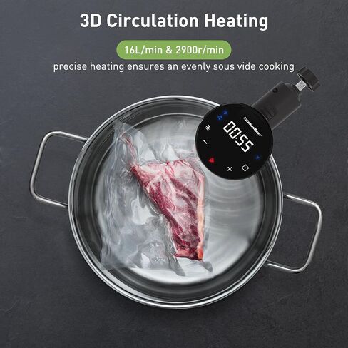 KitchenBoss Wifi Sous Vide Cooker: Ultra-quiet Sous Vide Machine Immersion Circulator APP Control 1100W, IPX7 Waterproof Sous-vide Precision Cooker Accurate Temperature Digital Display, Silver in Saudi Arabia