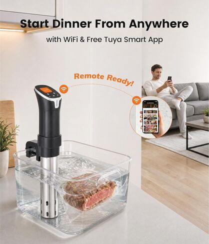 Sous Vide Cooker - 1100W Sous Vide Machine Immersion Circulator | 29 Preset Free Recipes & WiFi App Control, Fast Heating with Built-in Timer in Saudi Arabia