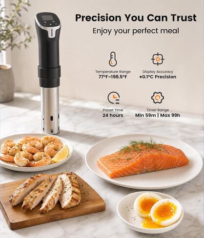 Sous Vide Cooker - 1100W Sous Vide Machine Immersion Circulator | 29 Preset Free Recipes & WiFi App Control, Fast Heating with Built-in Timer in Saudi Arabia