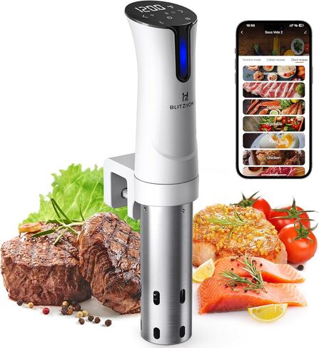 BLITZHOME Sous Vide Machine, WiFi APP Included, 1100W Sous Vide Cooker with Accurate Temperature & Timer, Stainless Ultra Quiet Precision Immersion Circulator Device, Kitchen Gadgets with Recipes in Kuwait