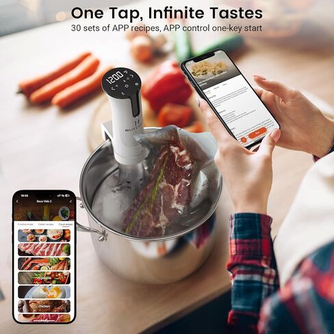 BLITZHOME Sous Vide Machine, WiFi APP Included, 1100W Sous Vide Cooker with Accurate Temperature & Timer, Stainless Ultra Quiet Precision Immersion Circulator Device, Kitchen Gadgets with Recipes in Kuwait