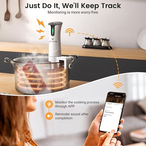 BLITZHOME Sous Vide Machine, WiFi APP Included, 1100W Sous Vide Cooker with Accurate Temperature & Timer, Stainless Ultra Quiet Precision Immersion Circulator Device, Kitchen Gadgets with Recipes in Kuwait