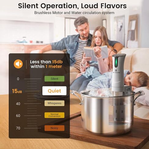 BLITZHOME Sous Vide Machine, WiFi APP Included, 1100W Sous Vide Cooker with Accurate Temperature & Timer, Stainless Ultra Quiet Precision Immersion Circulator Device, Kitchen Gadgets with Recipes in Kuwait