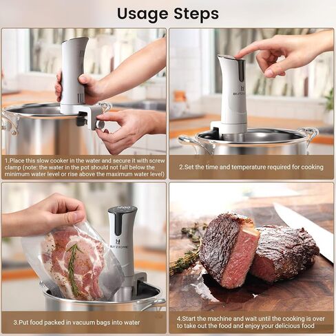 BLITZHOME Sous Vide Machine, WiFi APP Included, 1100W Sous Vide Cooker with Accurate Temperature & Timer, Stainless Ultra Quiet Precision Immersion Circulator Device, Kitchen Gadgets with Recipes in Kuwait