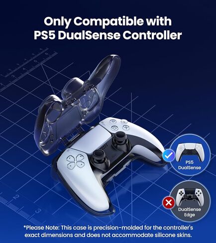 NEWDERY Protective Carrying Case for PS5 DualSense Controller | Clear Hard Shell, 3 mm Ultra-Thick, with Hand Strap, Shock Proof, Anti Scratch, for PS5 DualSense Wireless Controller in Saudi Arabia