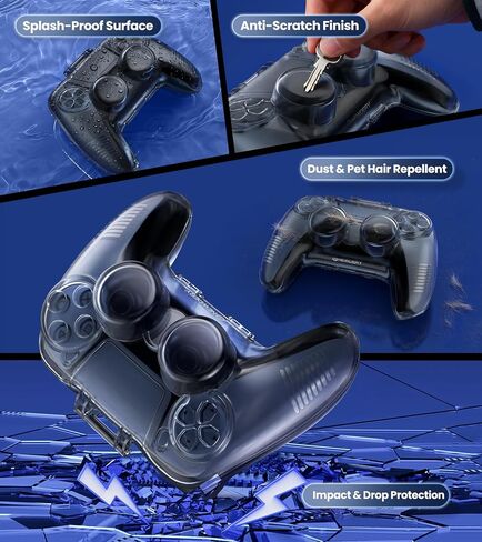 NEWDERY Protective Carrying Case for PS5 DualSense Controller | Clear Hard Shell, 3 mm Ultra-Thick, with Hand Strap, Shock Proof, Anti Scratch, for PS5 DualSense Wireless Controller in Saudi Arabia