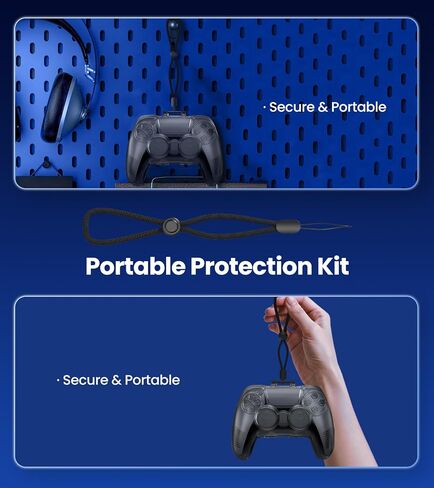 NEWDERY Protective Carrying Case for PS5 DualSense Controller | Clear Hard Shell, 3 mm Ultra-Thick, with Hand Strap, Shock Proof, Anti Scratch, for PS5 DualSense Wireless Controller in Saudi Arabia