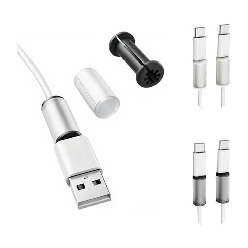 4-Pack Silicone Cable Protectors for Apple/Android Original Charging Cables | Soft Silicone Non-Slip Wire Saver for iPhone Lightning & Type-C Cord Ends (Easy Setup, Black&White) in Saudi Arabia