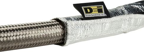 Design Engineering Heat Shroud™ – 1/2" – 3/4" I.D. x 3 ft | Aluminized Line Sleeving | High-Temperature Protection | Hook & Loop Closure | Made in USA in Kuwait