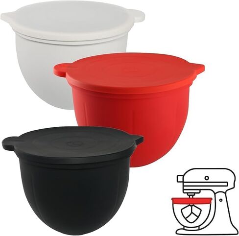Silicone Bowl Liners For 5 Qt Kitchenaid Mixer，3 Liners With Lids，Kitchenaid Mixer Accessories in Saudi Arabia