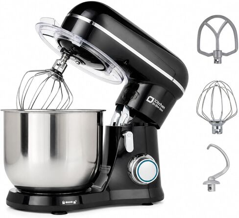 Kitchen in the Box Stand Mixer, 3.5 QT Small Kitchen Electric Dough Mixer | 10-Speed, for 1–2 People, Beginner-Friendly, with Dishwasher-Safe Dough Hook, Beater & Egg Whisk, Cake, Black in Saudi Arabia